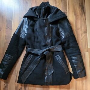 Women's Black Jacket with Leather Accents Karv